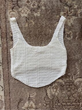 Women's White Crochet Crop Tank Top